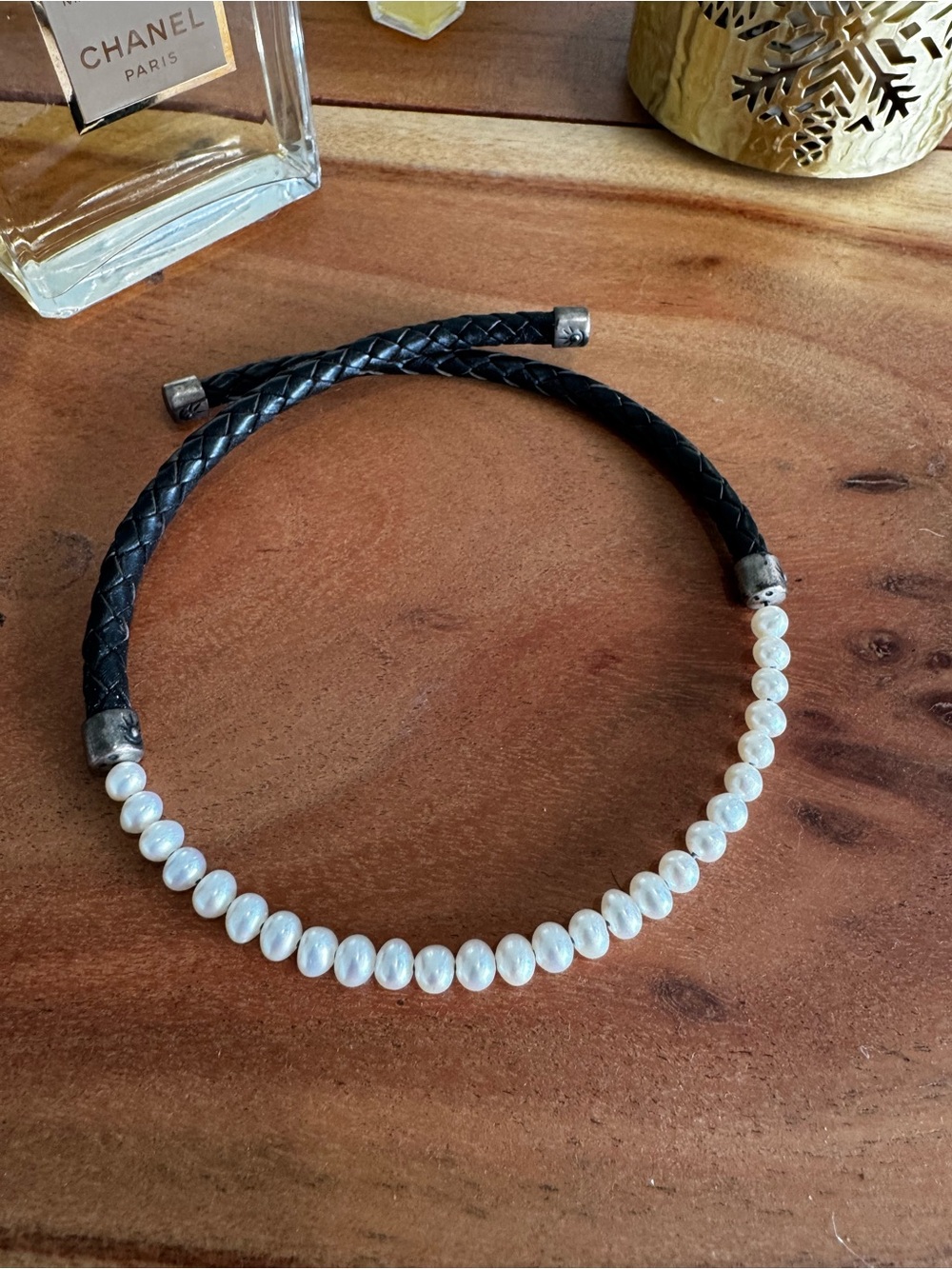 Silpada Black Braided Leather Necklace with White Pearls - Picture 8 of 8
